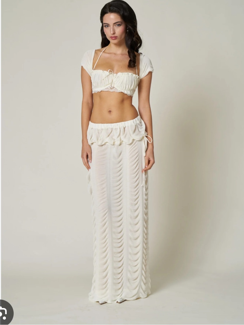 Fait par foutch Marion Ivory tiered ruffle Maxi Skirt